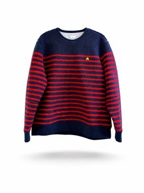 🐑 Brooks Brothers Teddy Fleece Mariner Sweatshirt  Navy Blue/Red Stripe Size XL